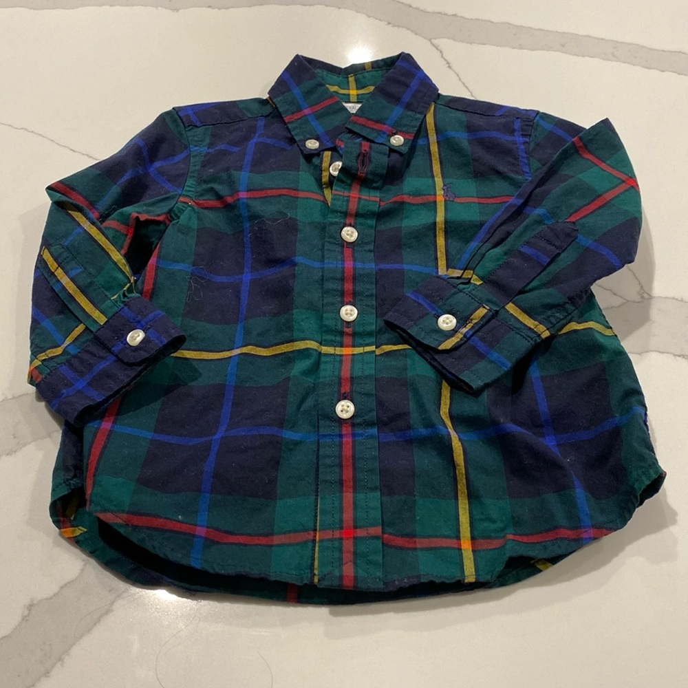 Polo plaid long sleeve shirt boys 12M